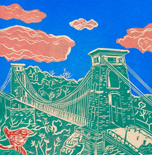 Load image into Gallery viewer, Bridge &amp; Pink Clouds Lino Print
