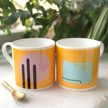 Load image into Gallery viewer, Orange Abstract Painting Bone China Mug
